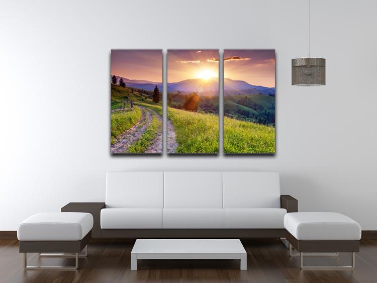 Majestic sunset in the mountains 3 Split Panel Canvas Print - Canvas Art Rocks - 3