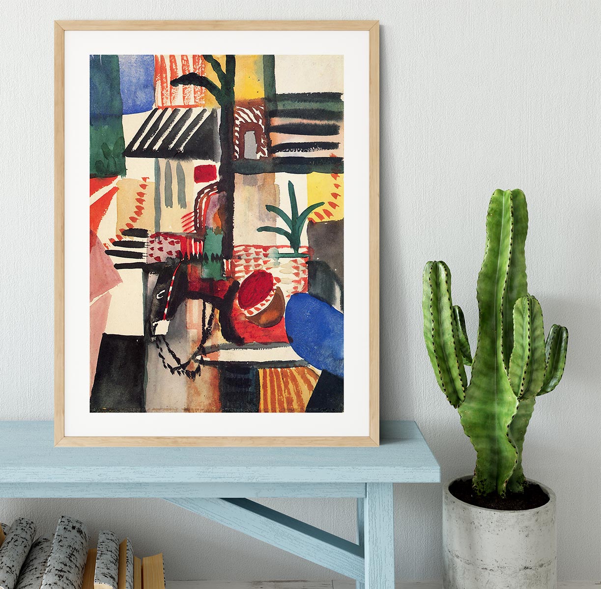 Man with a donkey by Macke Framed Print - Canvas Art Rocks - 3