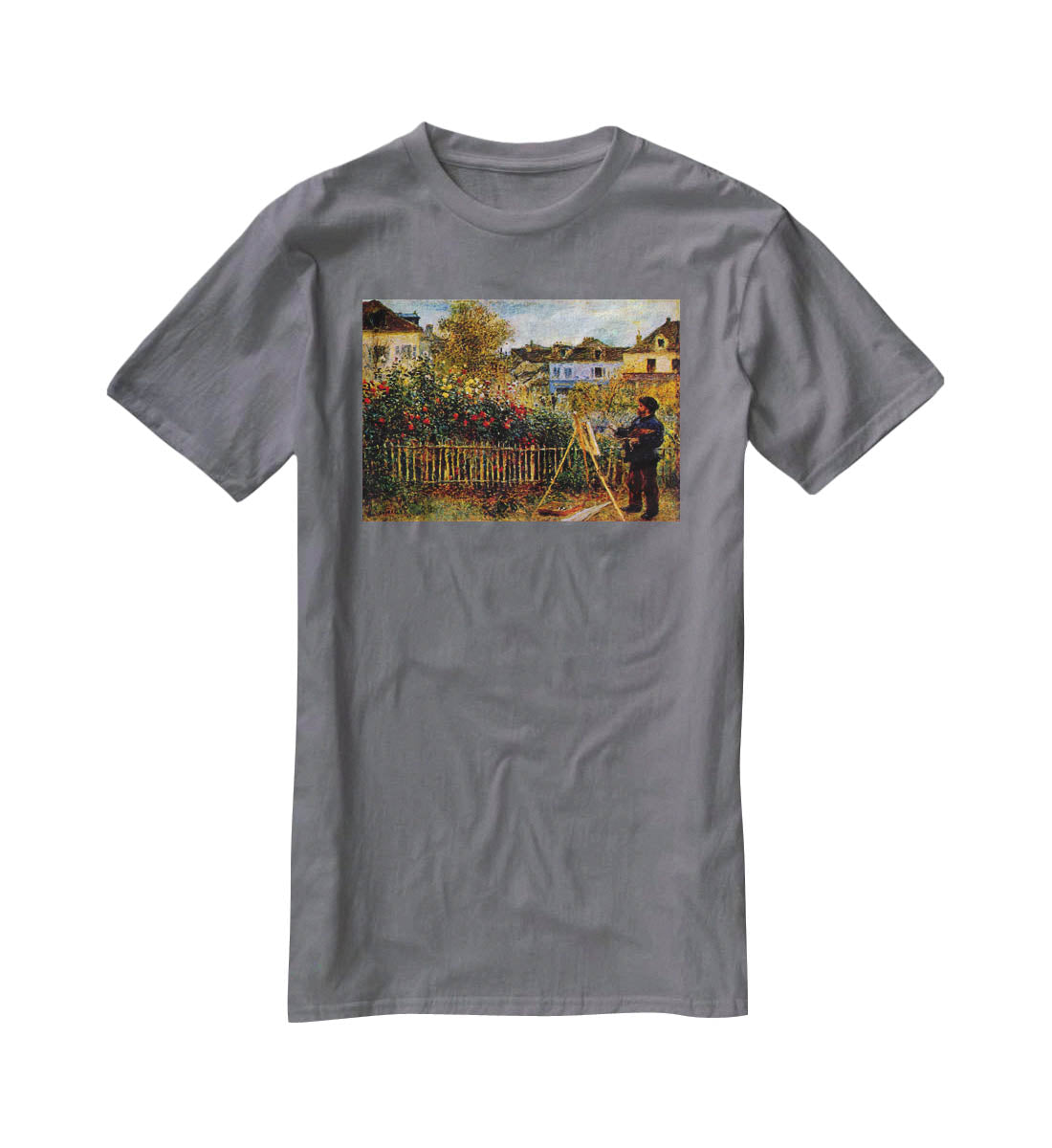 Monet painting in his garden in Argenteuil T-Shirt - Canvas Art Rocks - 3
