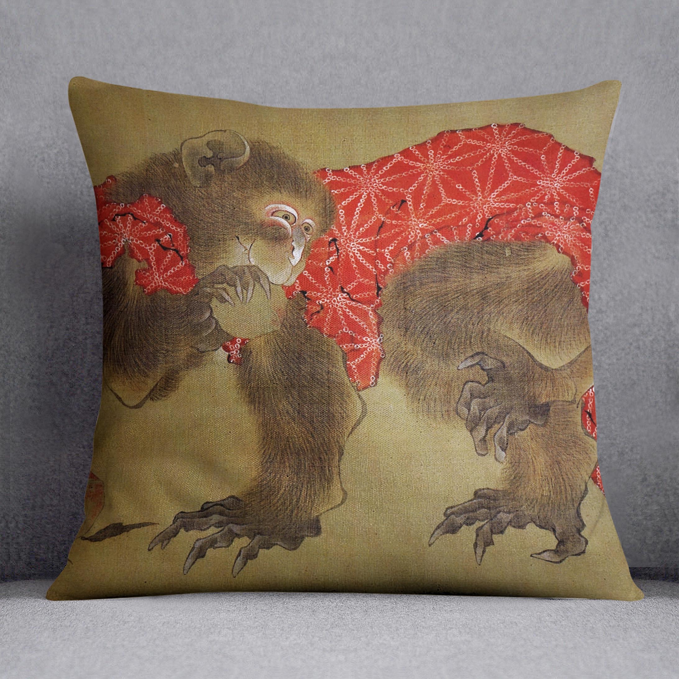 Monkey by Hokusai Cushion