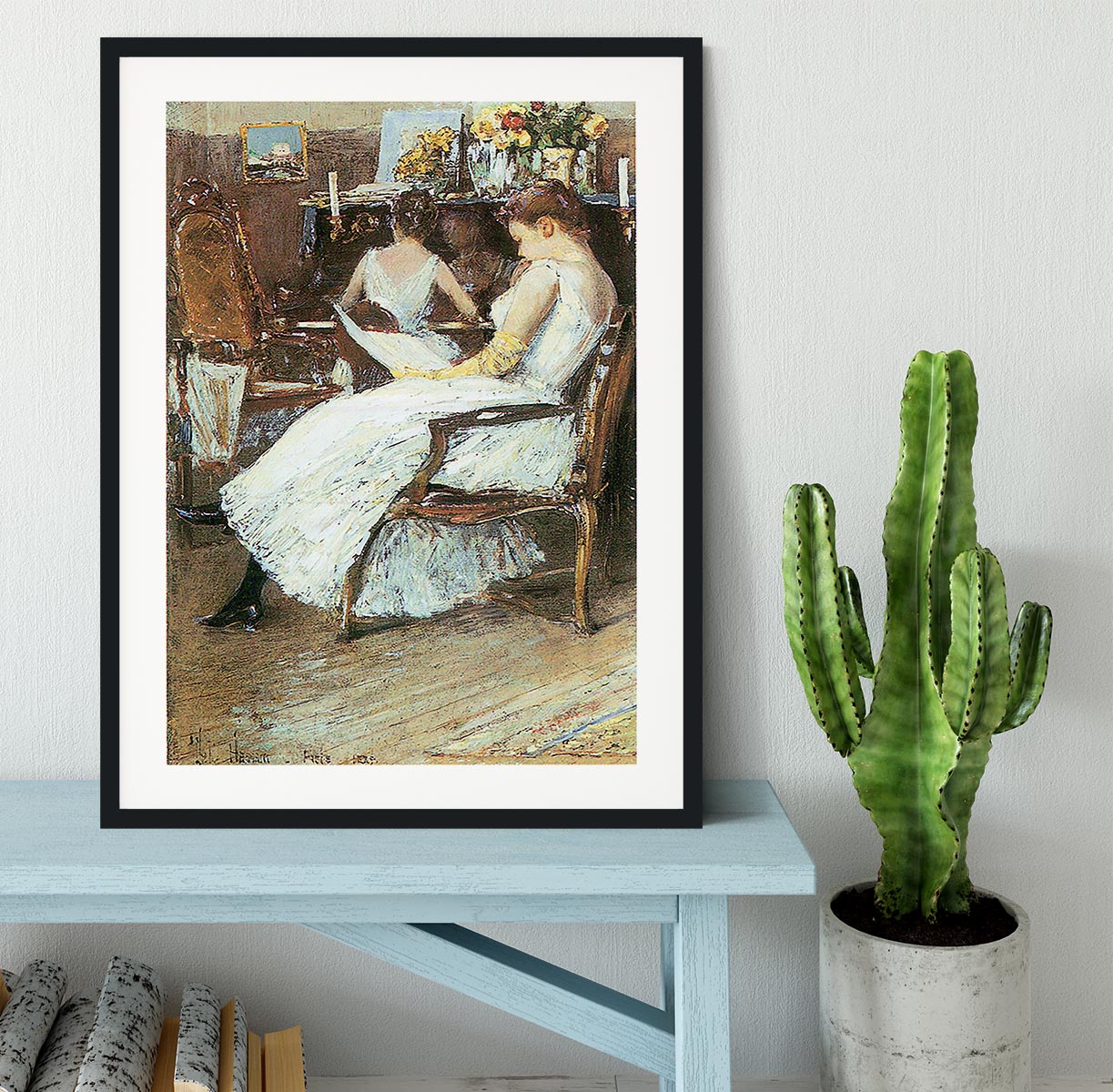 Mrs. Hassam and her sister by Hassam Framed Print - Canvas Art Rocks - 1