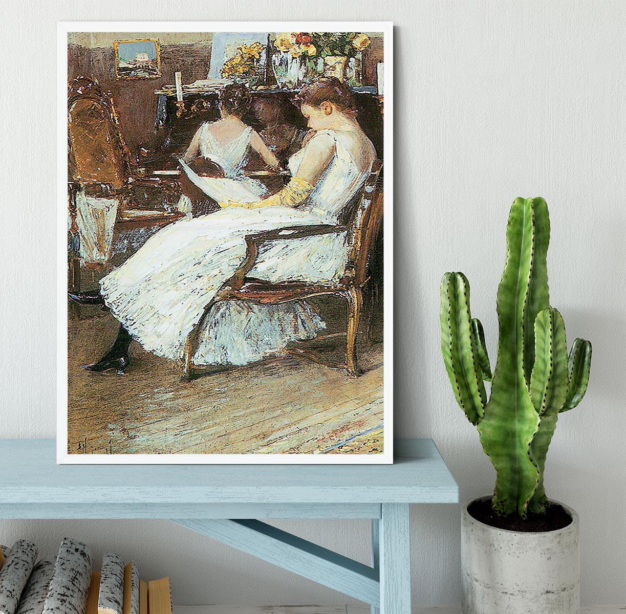 Mrs. Hassam and her sister by Hassam Framed Print - Canvas Art Rocks -6