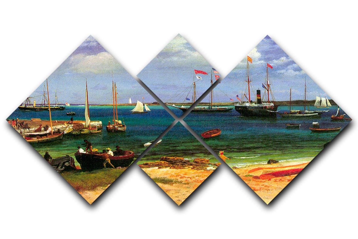 Nassau port by Bierstadt 4 Square Multi Panel Canvas - Canvas Art Rocks - 1