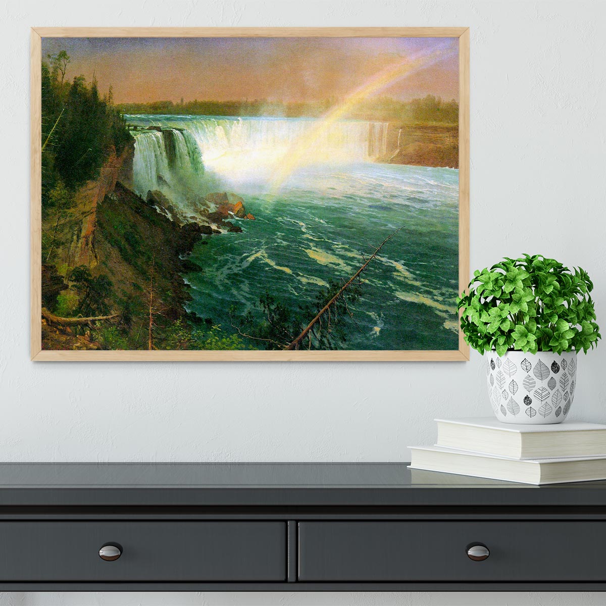 Niagra Falls by Bierstadt Framed Print - Canvas Art Rocks - 4