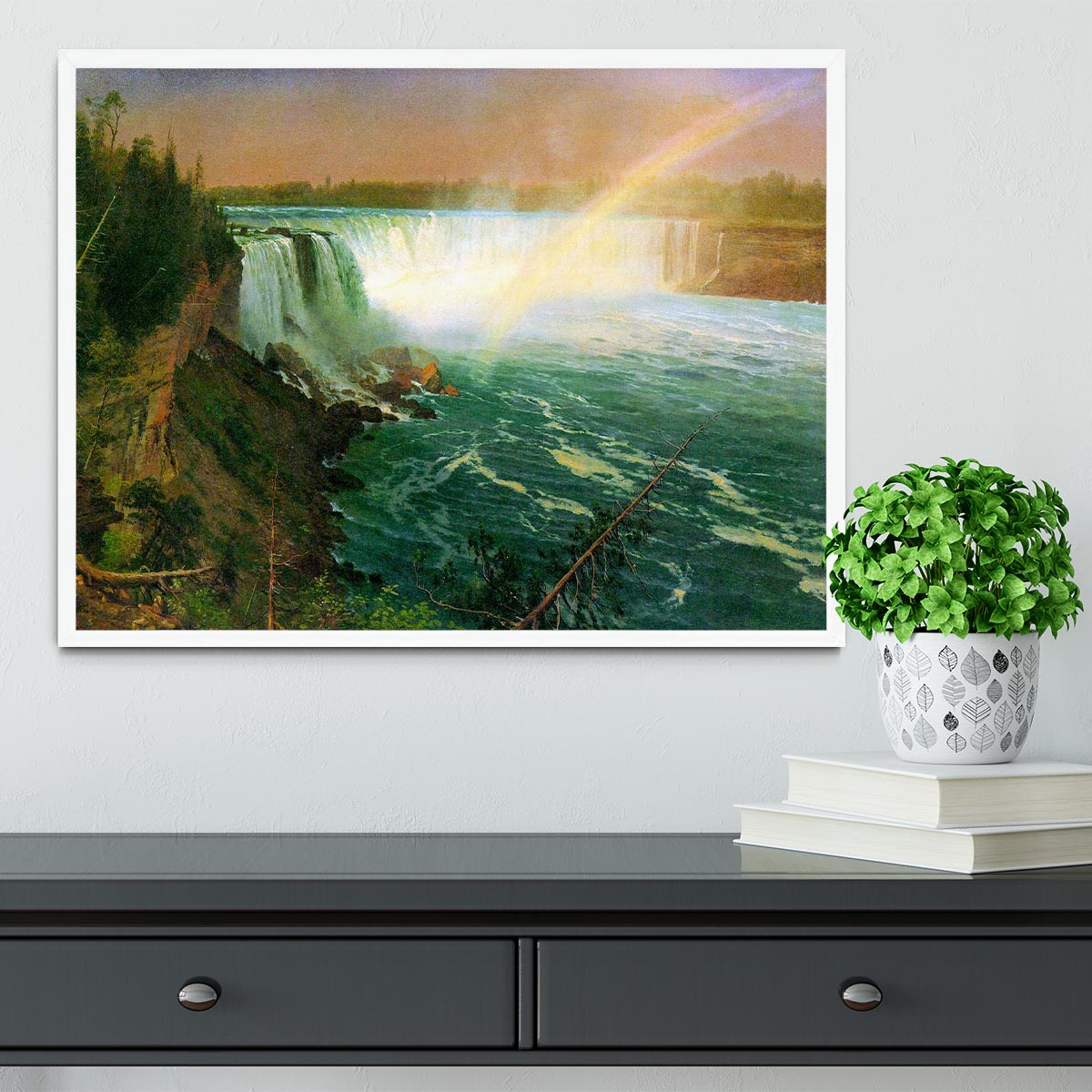 Niagra Falls by Bierstadt Framed Print - Canvas Art Rocks -6