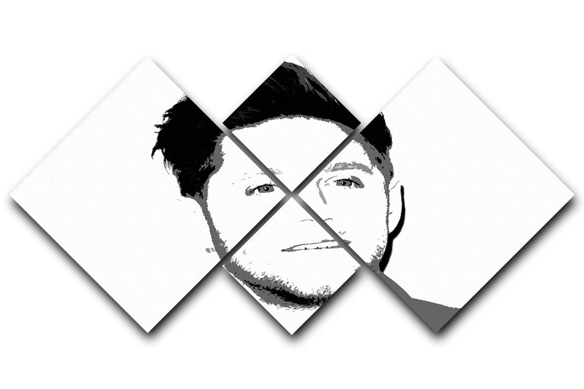 Niall Horan of One Direction Black and White Pop Art 4 Square Multi Panel Canvas  - Canvas Art Rocks - 1