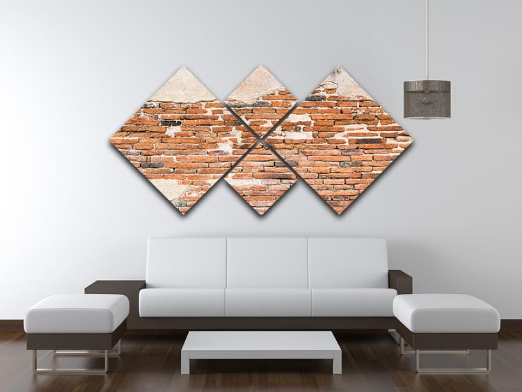 Old brick wall texture 4 Square Multi Panel Canvas - Canvas Art Rocks - 3
