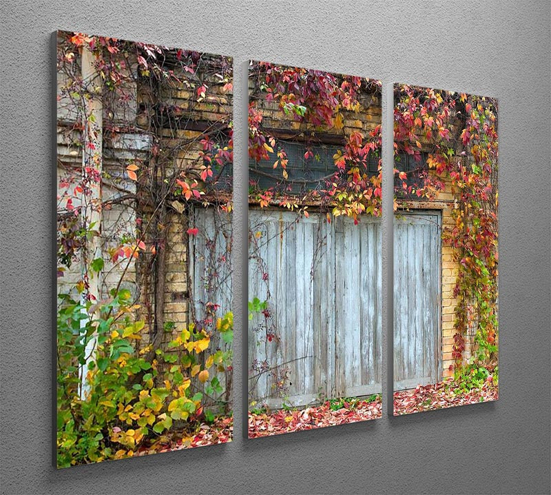 Old wooden door with a brick 3 Split Panel Canvas Print - Canvas Art Rocks - 2