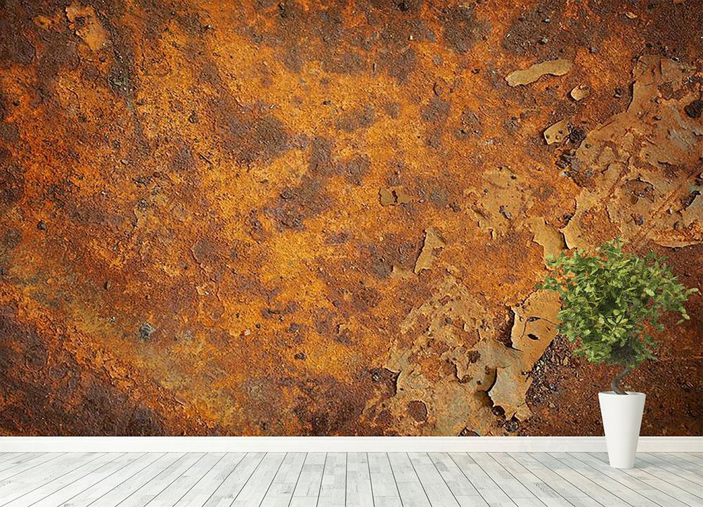 3D burnt rusty metal colored pattern custom wall mural