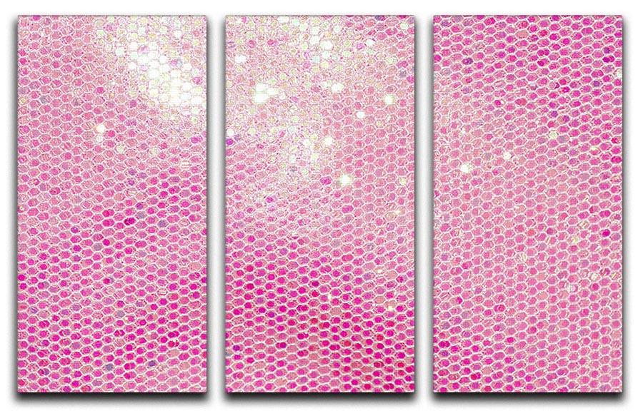 Pale pink sequin fabric 3 Split Panel Canvas Print - Canvas Art Rocks - 1