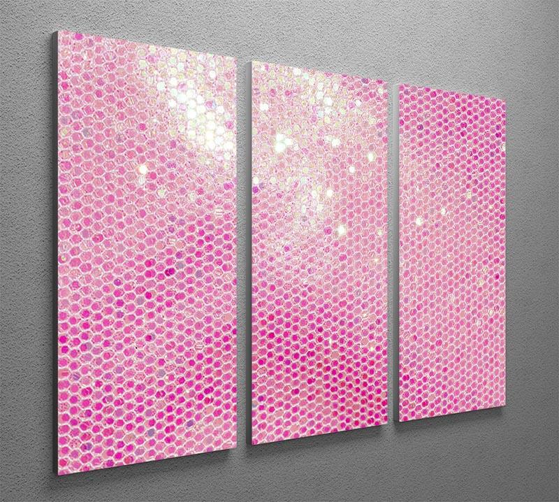 Pale pink sequin fabric 3 Split Panel Canvas Print - Canvas Art Rocks - 2