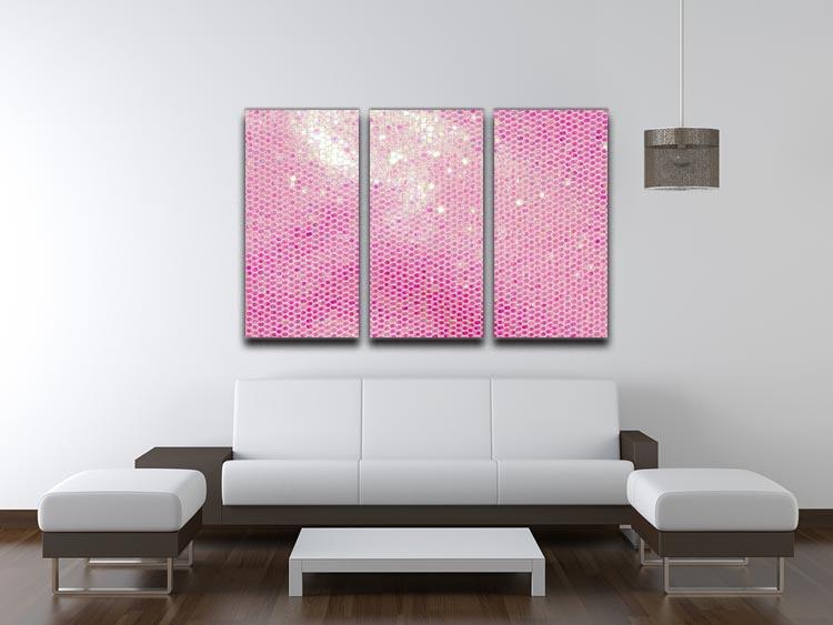 Pale pink sequin fabric 3 Split Panel Canvas Print - Canvas Art Rocks - 3