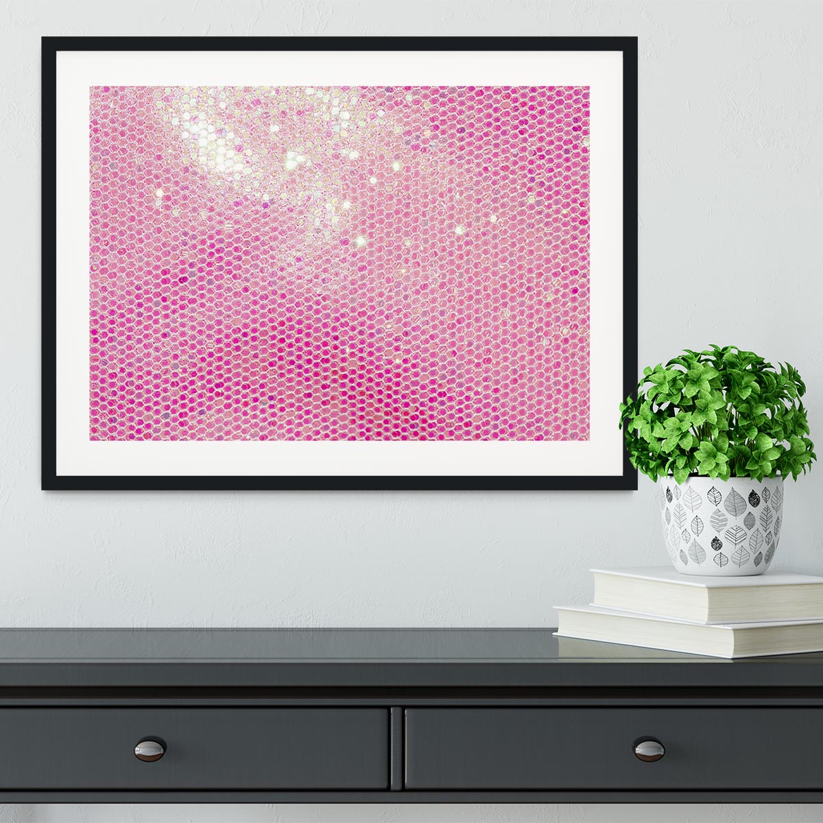 Pale pink sequin fabric Framed Print - Canvas Art Rocks - 1