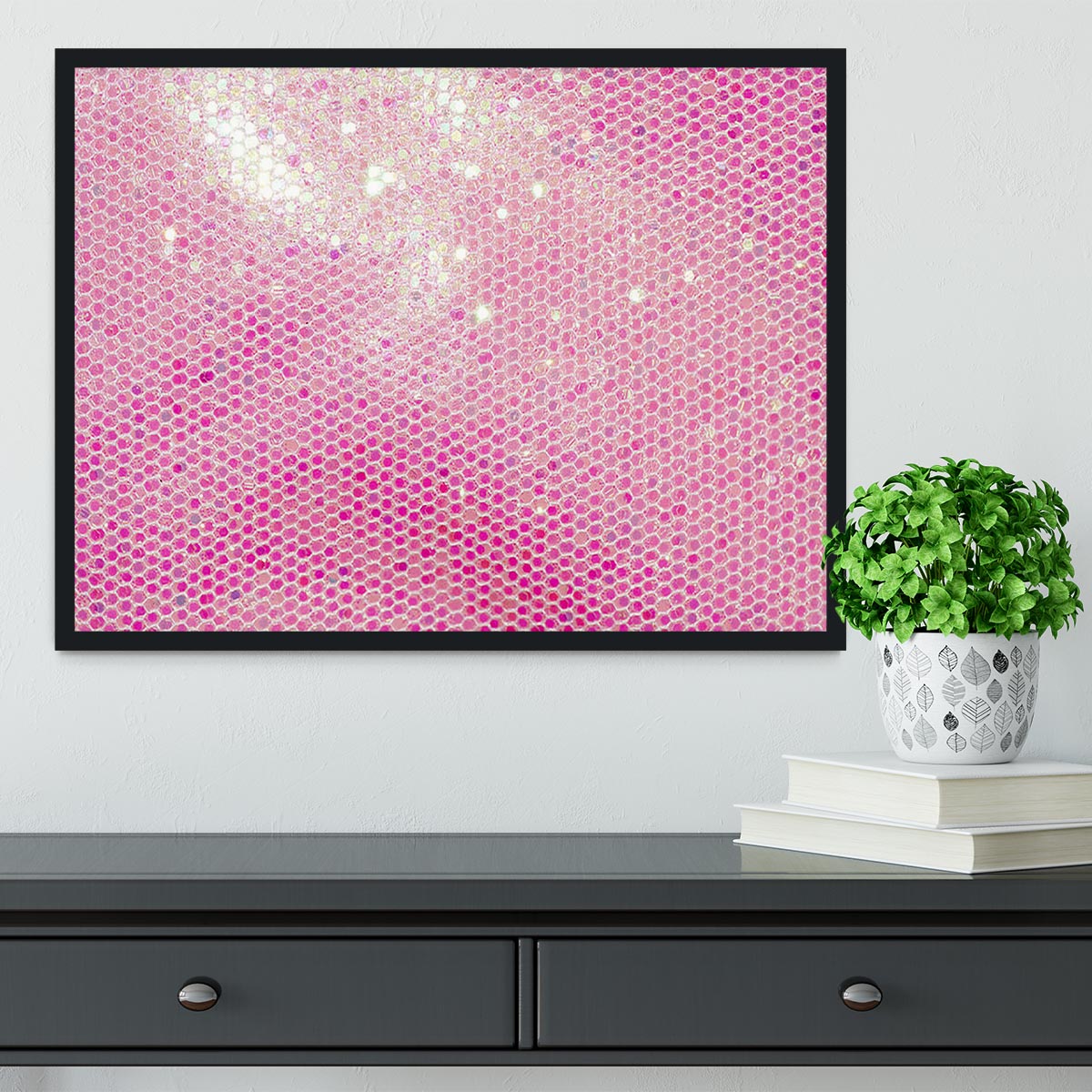 Pale pink sequin fabric Framed Print - Canvas Art Rocks - 2