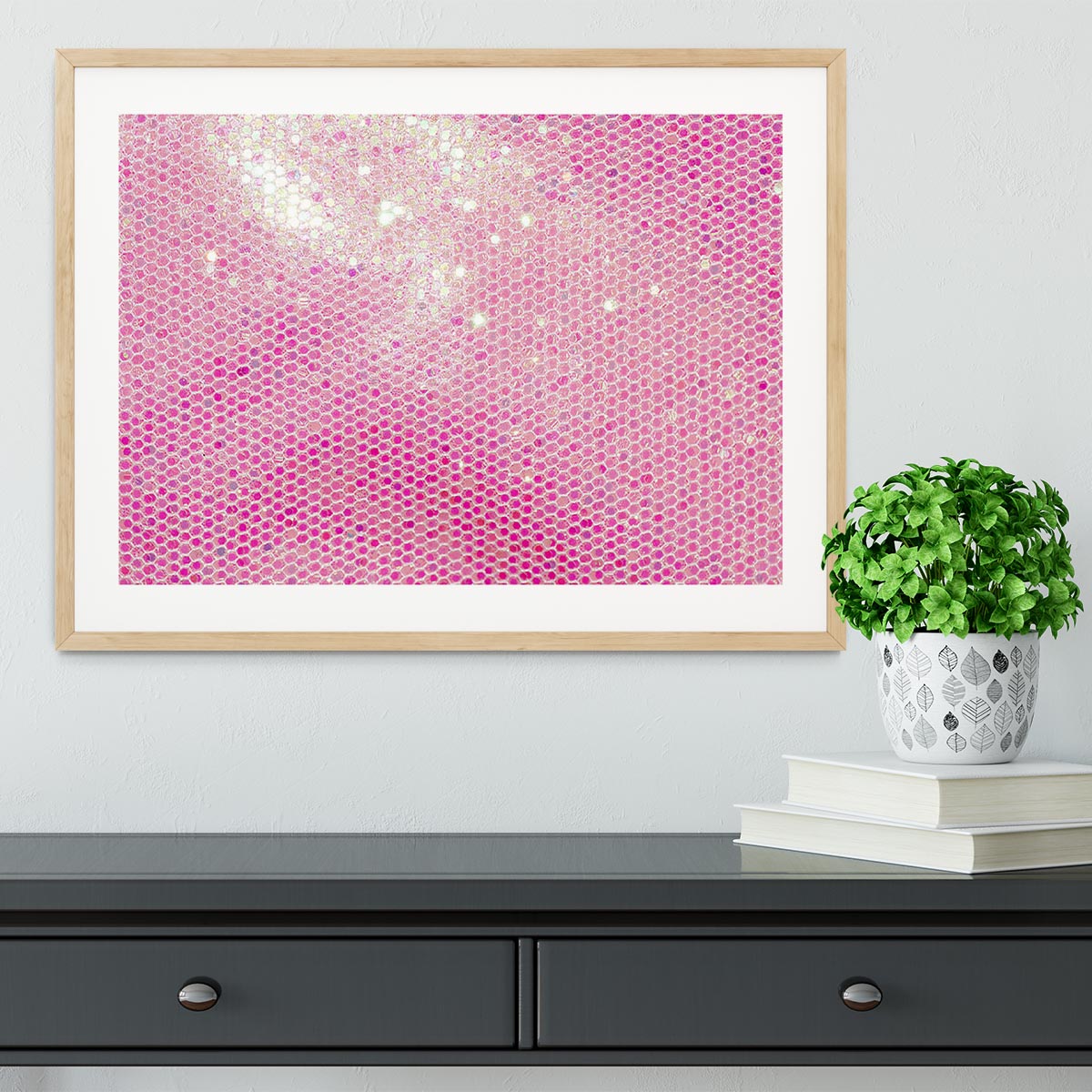 Pale pink sequin fabric Framed Print - Canvas Art Rocks - 3