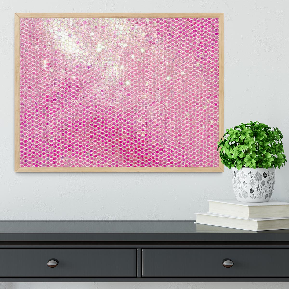 Pale pink sequin fabric Framed Print - Canvas Art Rocks - 4