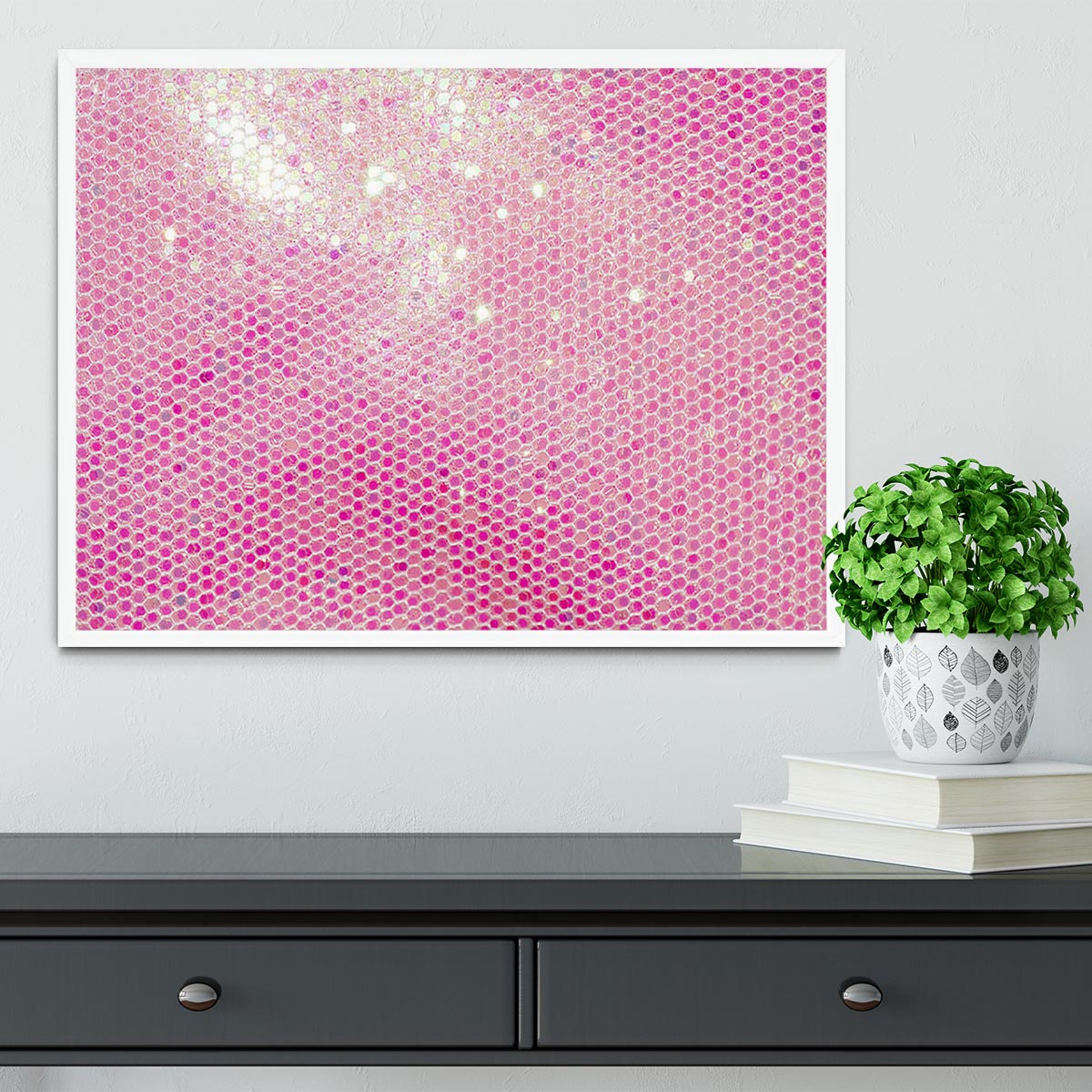 Pale pink sequin fabric Framed Print - Canvas Art Rocks -6