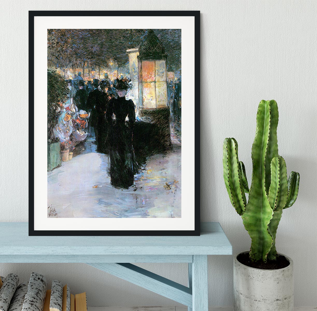 Paris Nocturne by Hassam Framed Print - Canvas Art Rocks - 1