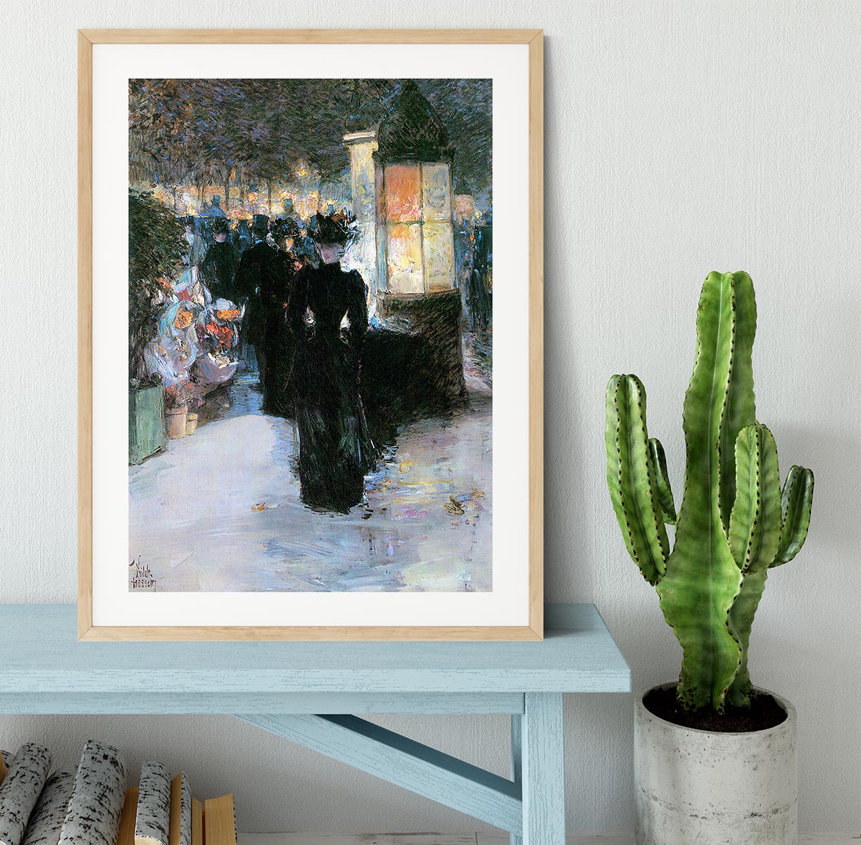 Paris Nocturne by Hassam Framed Print - Canvas Art Rocks - 3