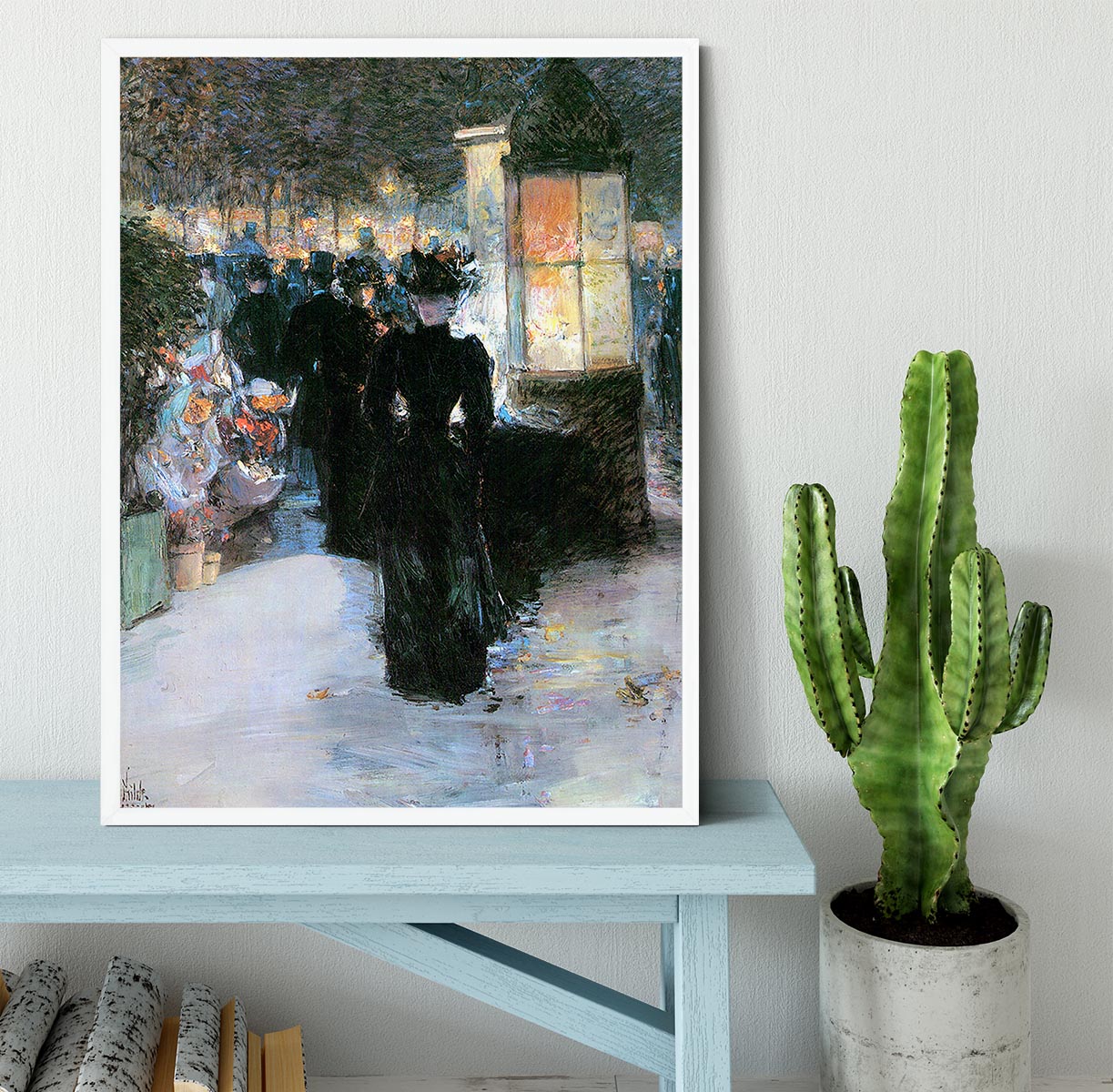 Paris Nocturne by Hassam Framed Print - Canvas Art Rocks -6