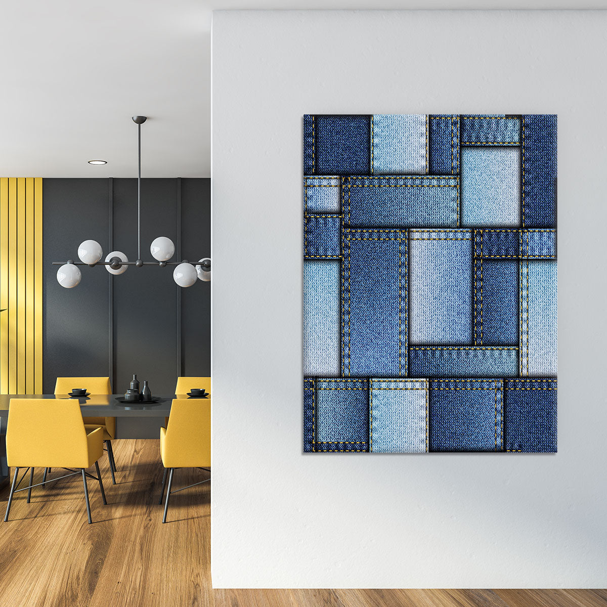 Patchwork of denim fabric Canvas Print or Poster - Canvas Art Rocks - 4
