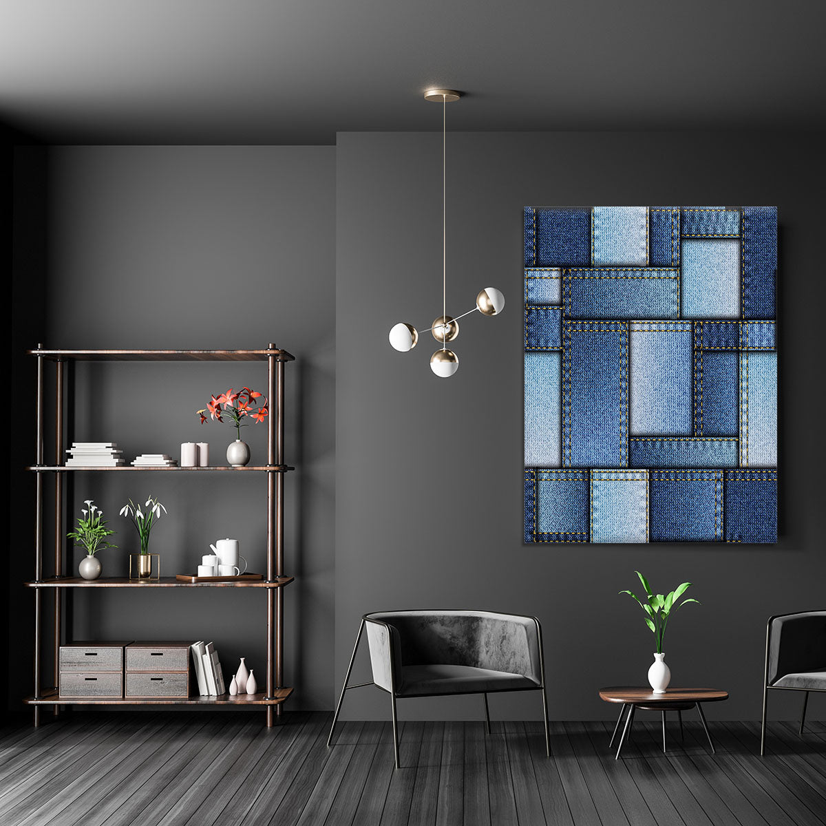 Patchwork of denim fabric Canvas Print or Poster - Canvas Art Rocks - 5
