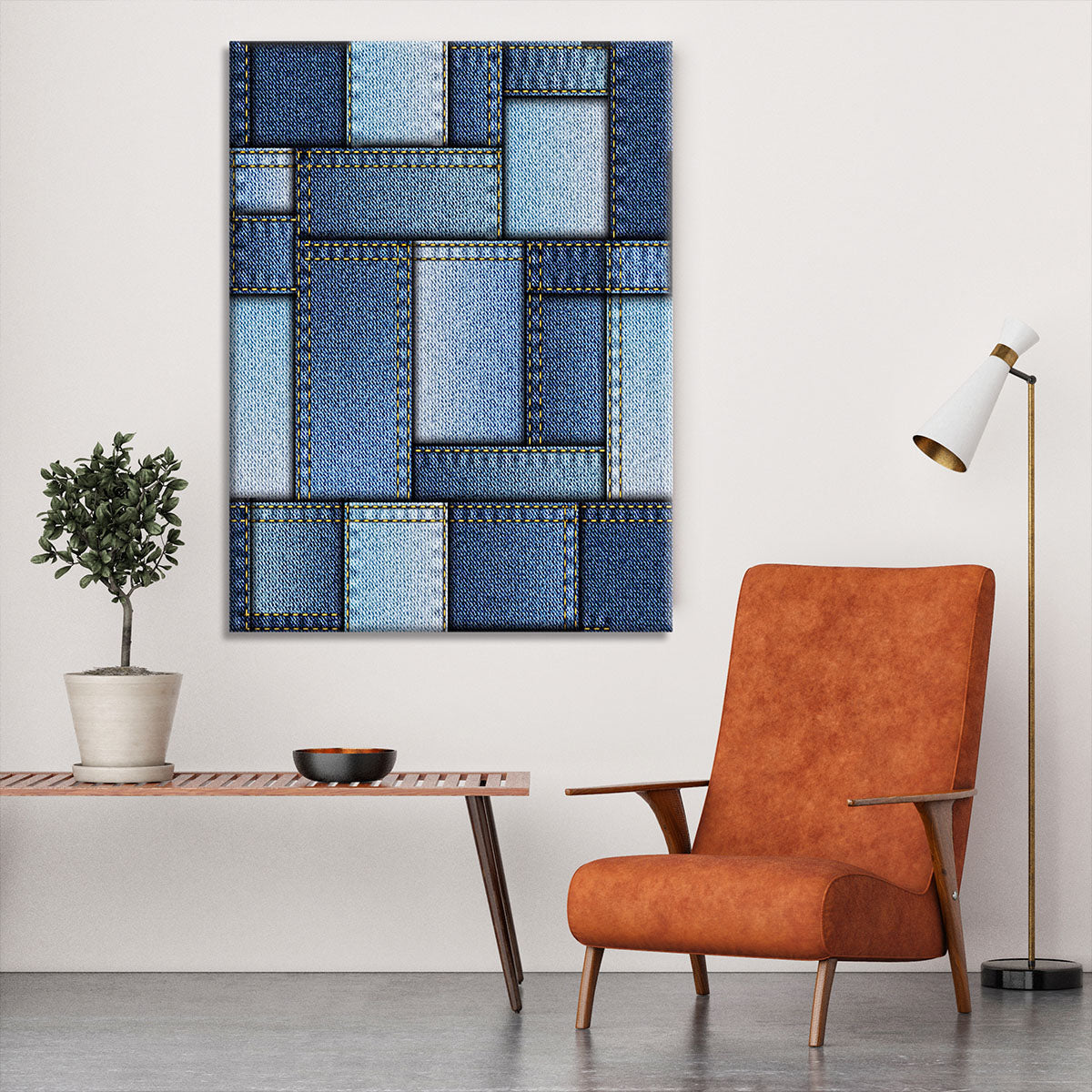Patchwork of denim fabric Canvas Print or Poster - Canvas Art Rocks - 6