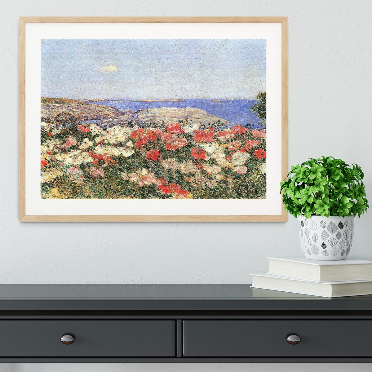 Poppies on the Isles of Shoals by Hassam Framed Print - Canvas Art Rocks - 3