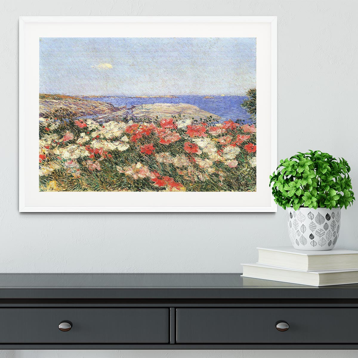 Poppies on the Isles of Shoals by Hassam Framed Print - Canvas Art Rocks - 5