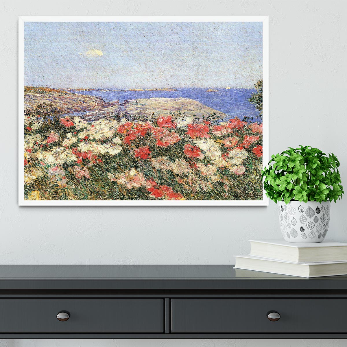 Poppies on the Isles of Shoals by Hassam Framed Print - Canvas Art Rocks -6