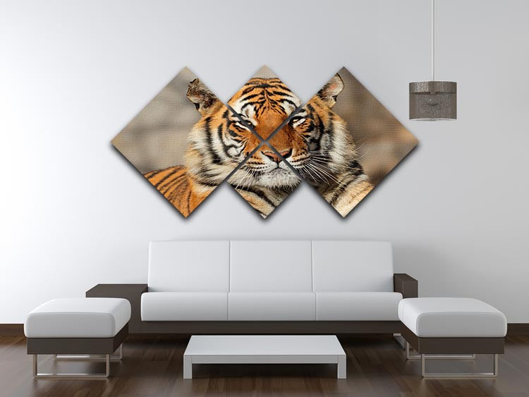 Portrait of a Bengal tiger 4 Square Multi Panel Canvas - Canvas Art Rocks - 3