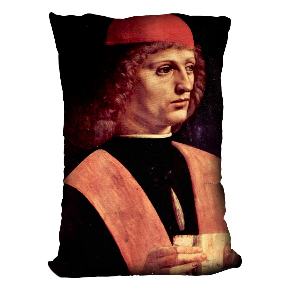 Portrait of a musician by Da Vinci Cushion