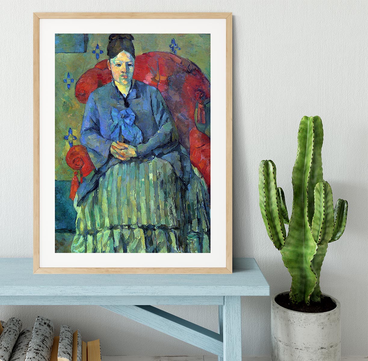 Potrait of Mme Cezanne in Red Armchair by Cezanne Framed Print - Canvas Art Rocks - 3