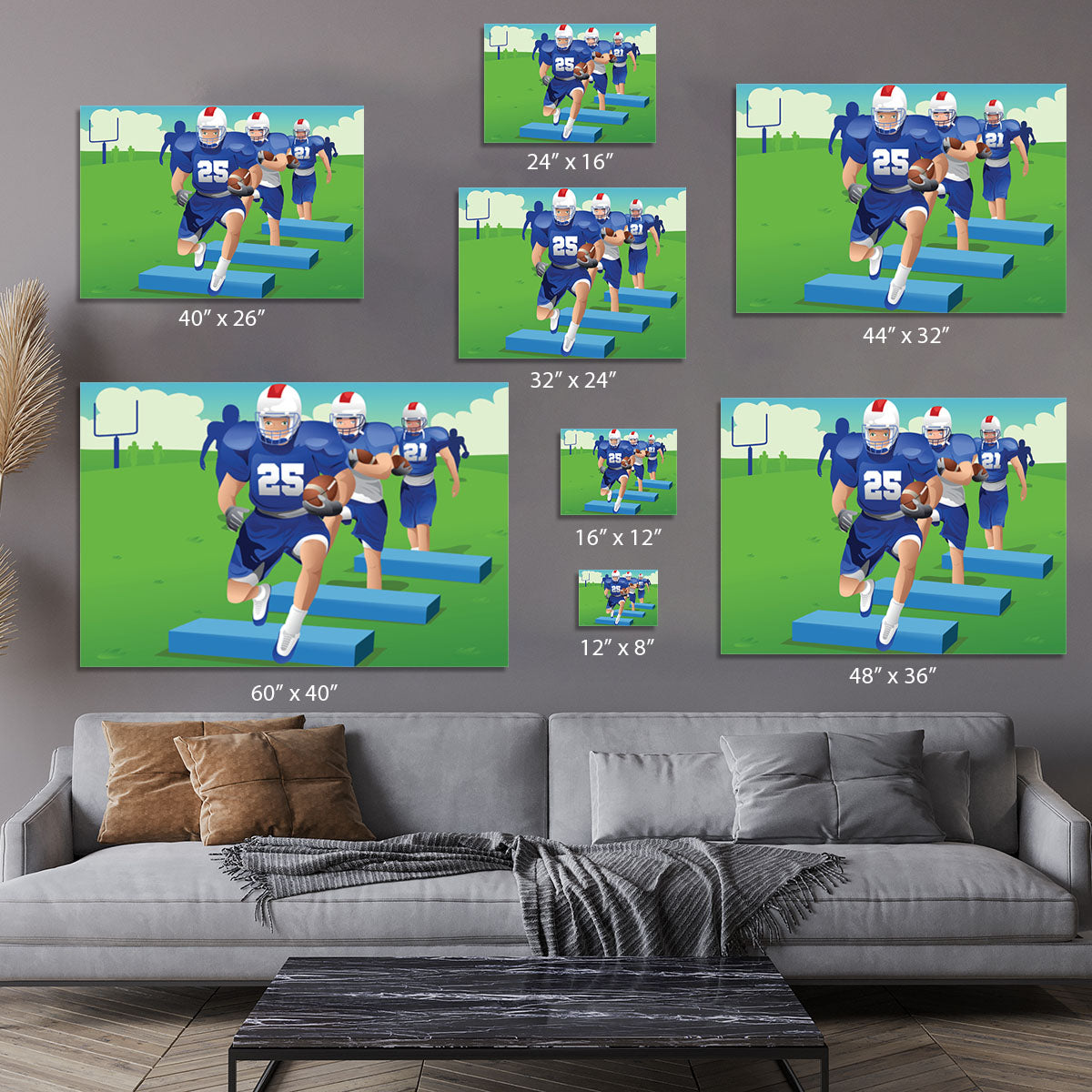 Practicing American football Canvas Print or Poster - Canvas Art Rocks - 7