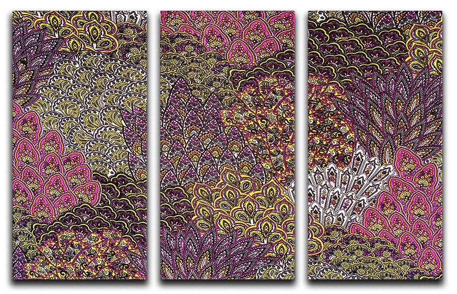 Print fabric striped feathers 3 Split Panel Canvas Print - Canvas Art Rocks - 1
