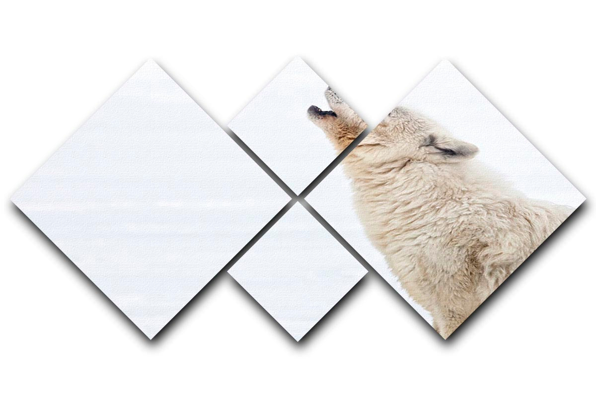 Profile of an arctic wolf howling 4 Square Multi Panel Canvas - Canvas Art Rocks - 1