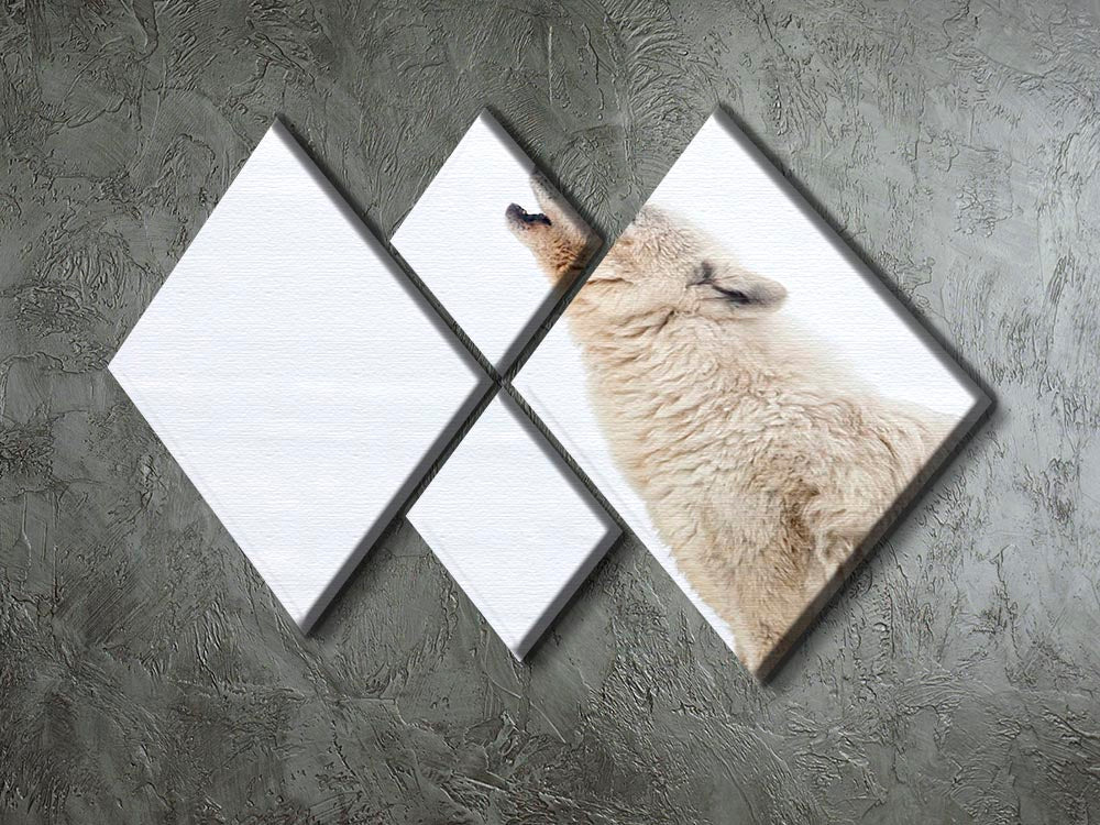 Profile of an arctic wolf howling 4 Square Multi Panel Canvas - Canvas Art Rocks - 2