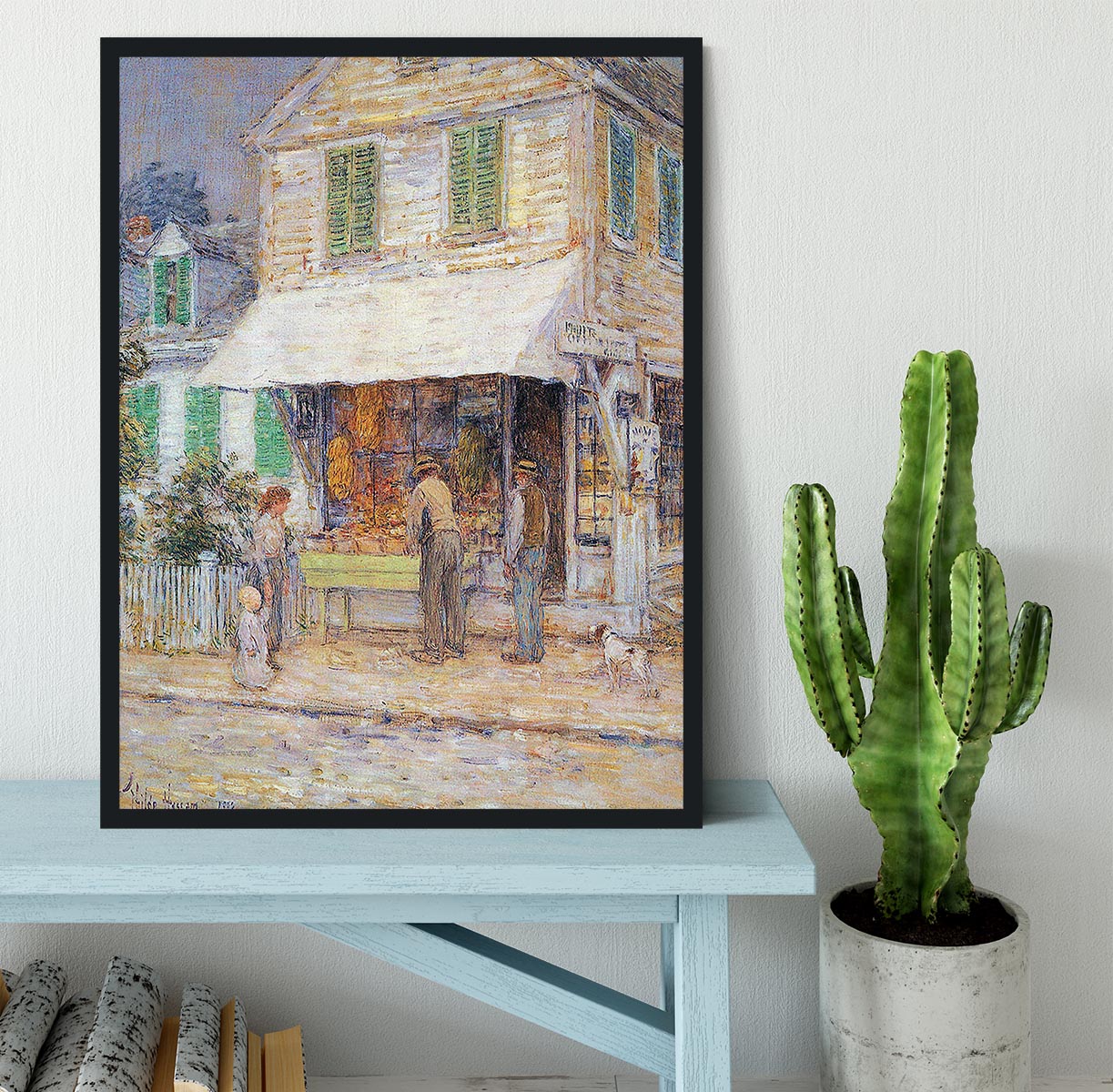 Provincial town by Hassam Framed Print - Canvas Art Rocks - 2