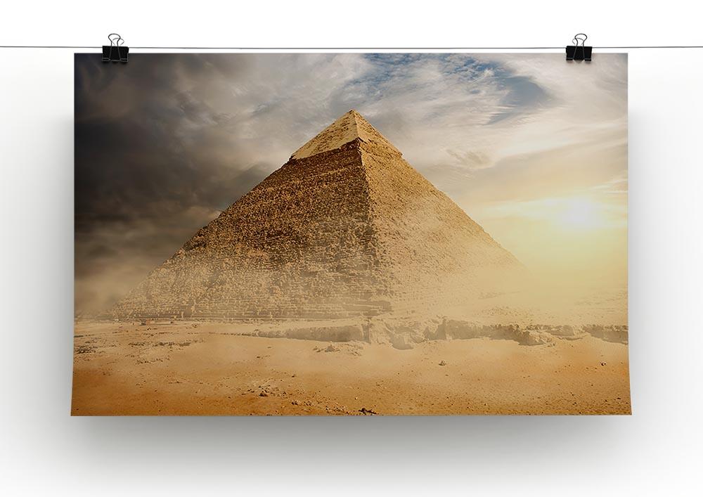 Pyramid in sand dust under clouds Canvas Print or Poster - Canvas Art Rocks - 2