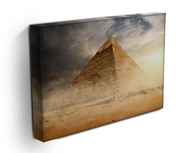 Pyramid in sand dust under clouds Canvas Print or Poster - Canvas Art Rocks - 3