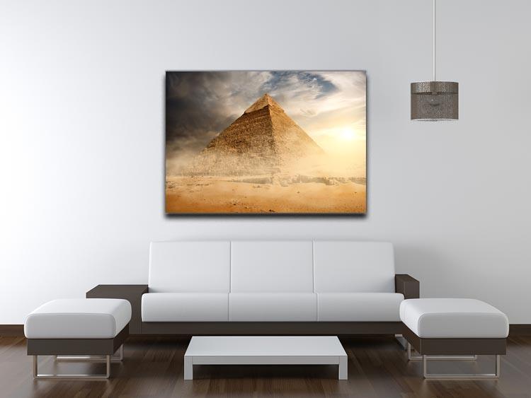 Pyramid in sand dust under clouds Canvas Print or Poster - Canvas Art Rocks - 4