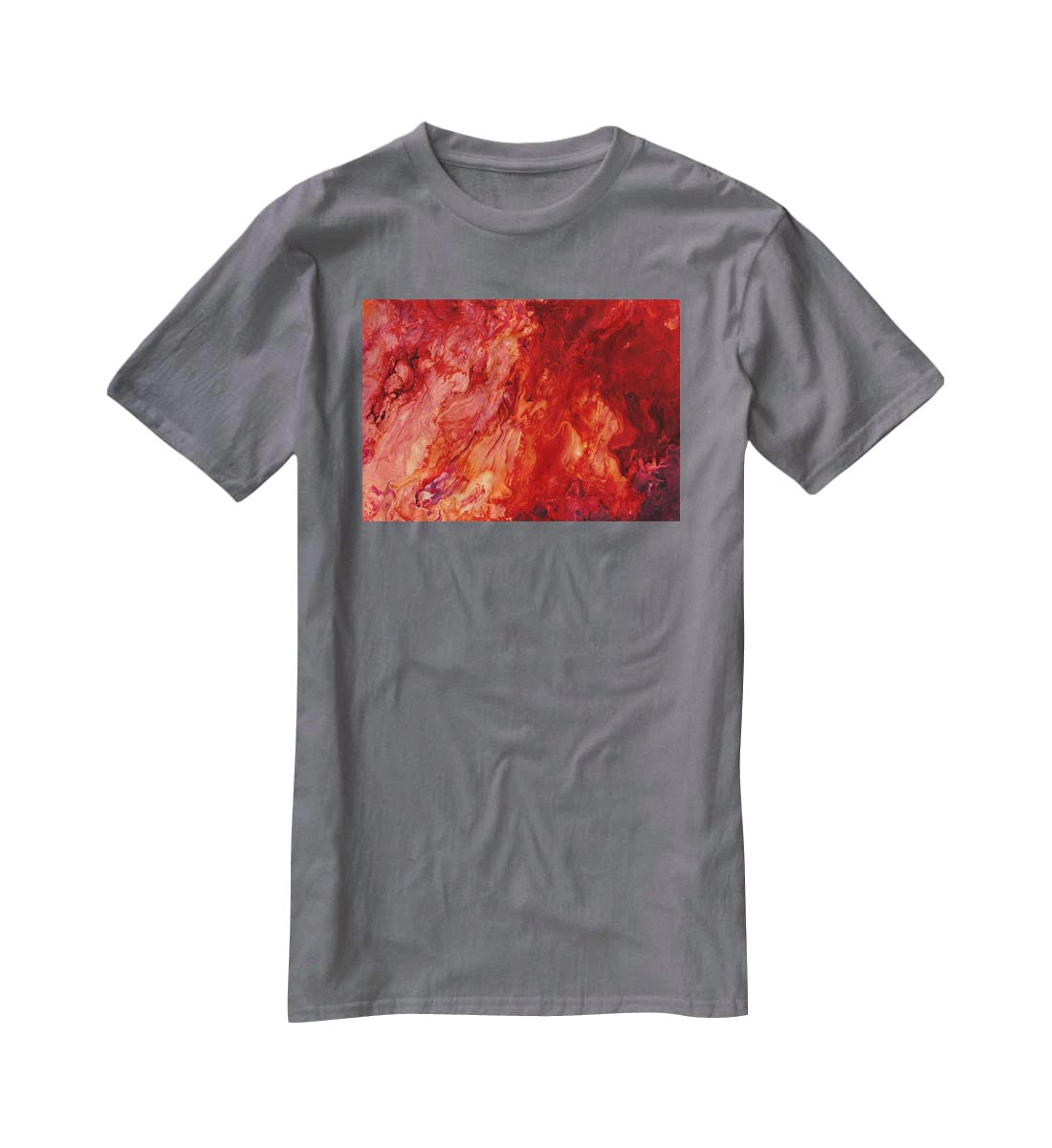 Red Flame Marble T-Shirt - Canvas Art Rocks - 3