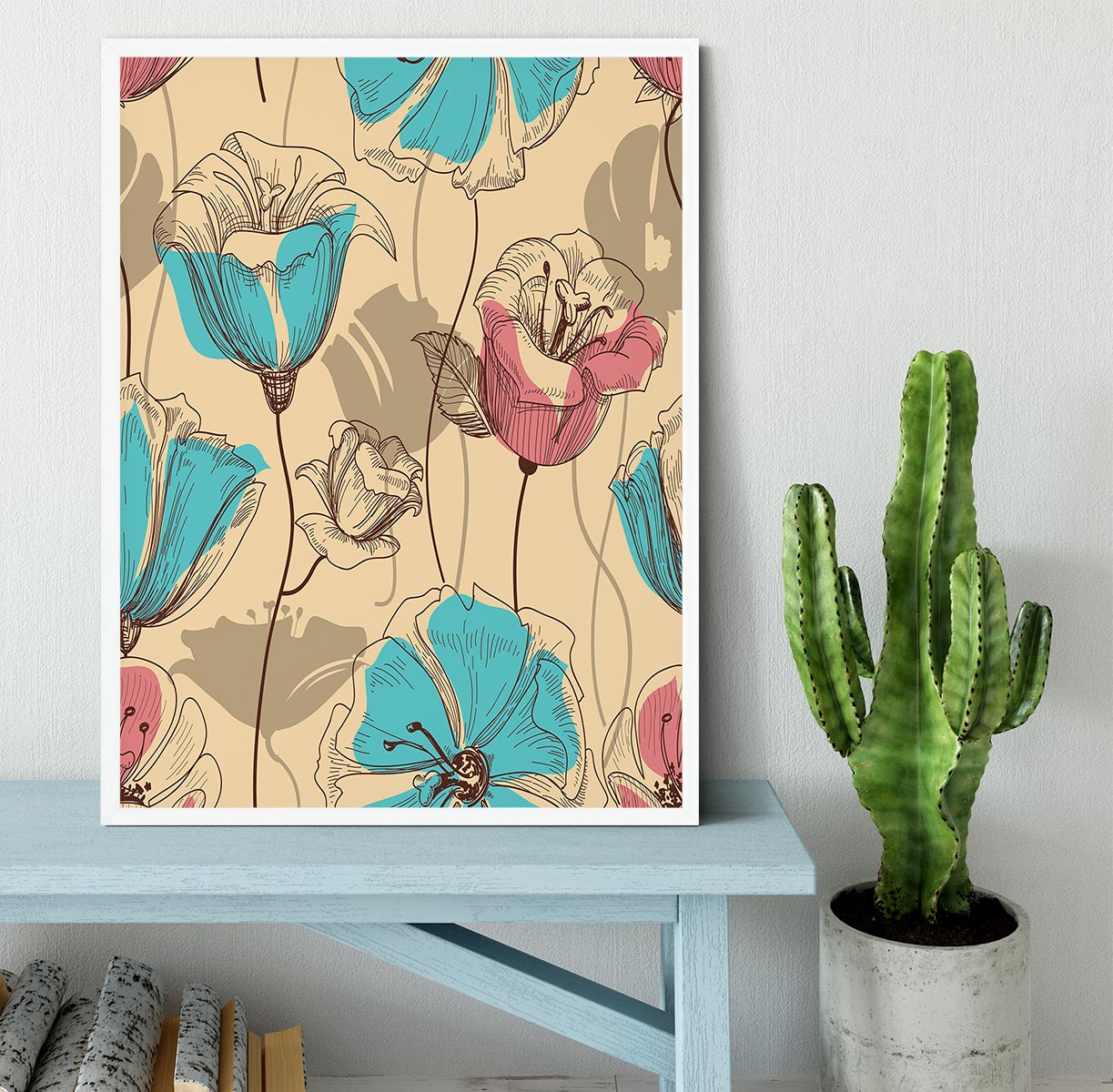Retro floral seamless pattern Framed Print - Canvas Art Rocks -6