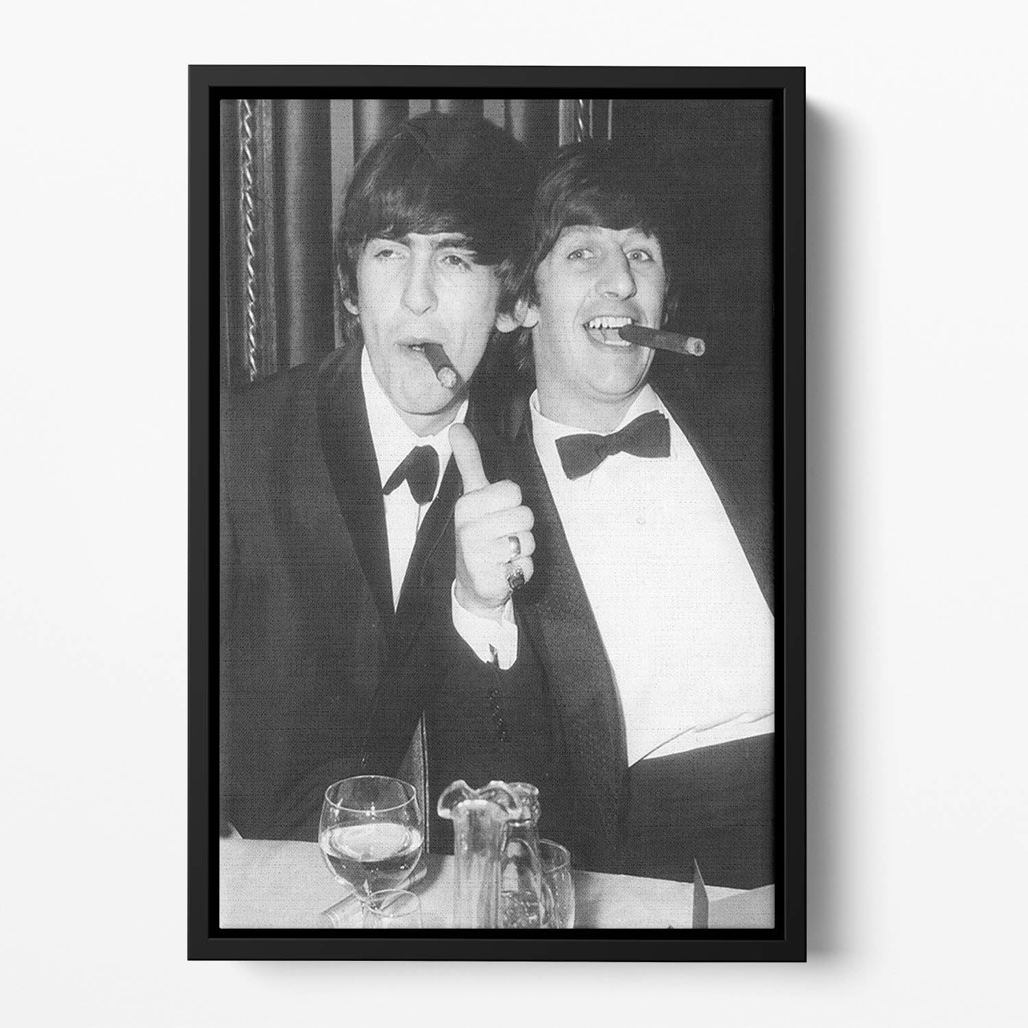 Ringo Starr and George Harrison smoking cigars Floating Framed Canvas