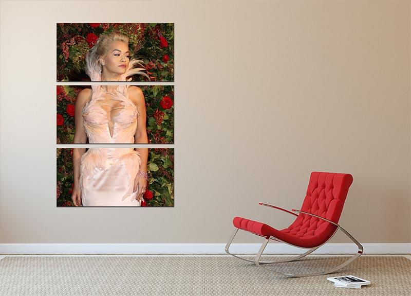 Rita Ora in a feathered dress 3 Split Panel Canvas Print - Canvas Art Rocks - 2