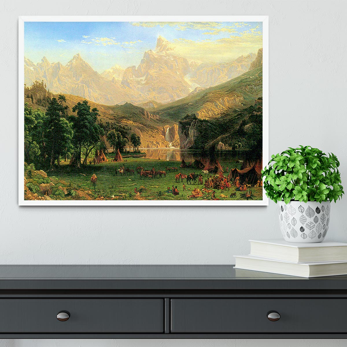 Rocky Montains at Lander's Peak by Bierstadt Framed Print - Canvas Art Rocks -6