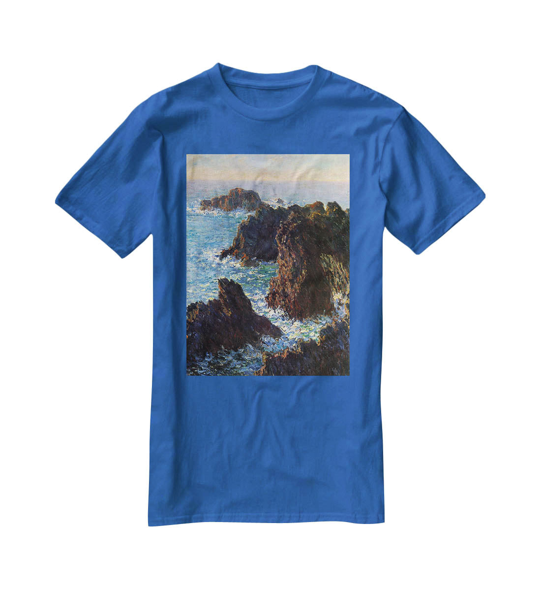 Rocky peaks at the Belle Ile by Monet T-Shirt - Canvas Art Rocks - 2