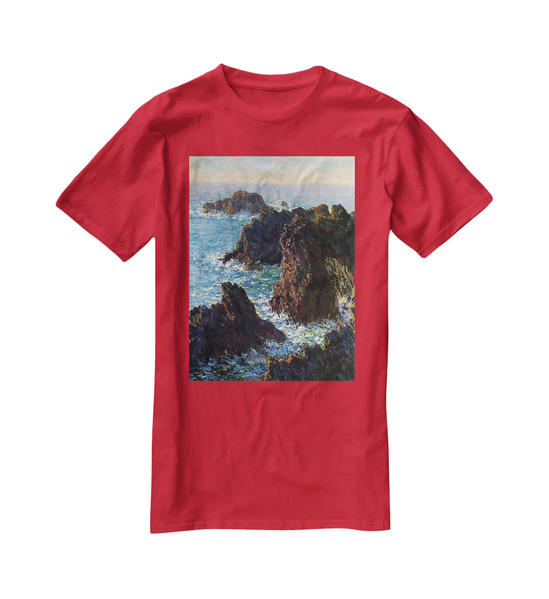 Rocky peaks at the Belle Ile by Monet T-Shirt - Canvas Art Rocks - 4