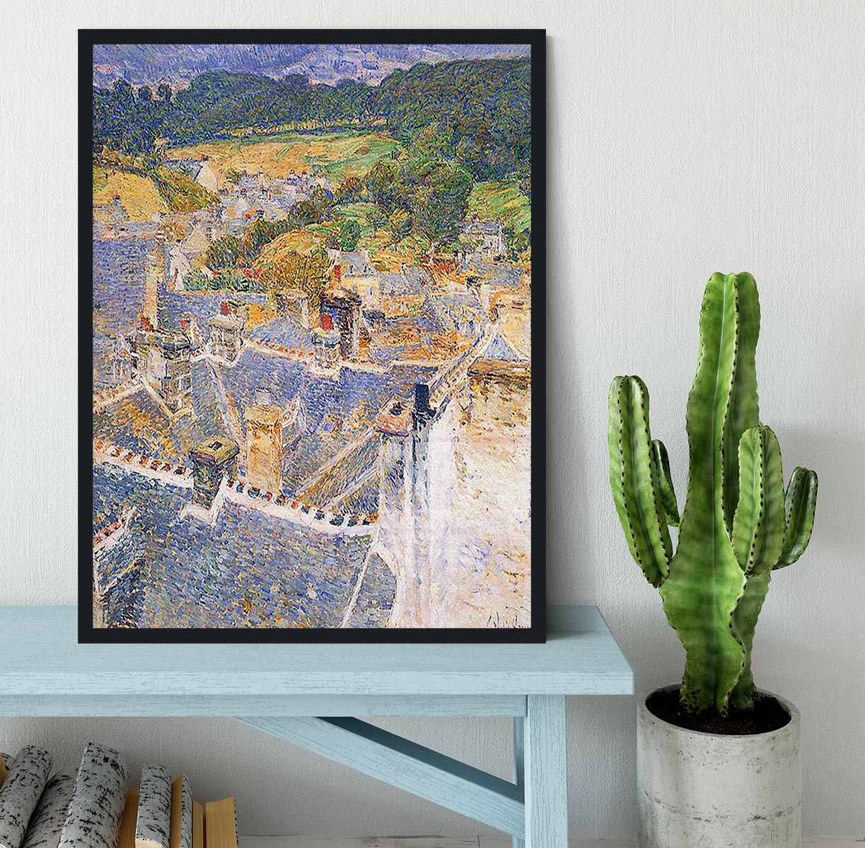 Roofs Pont-Aven by Hassam Framed Print - Canvas Art Rocks - 2