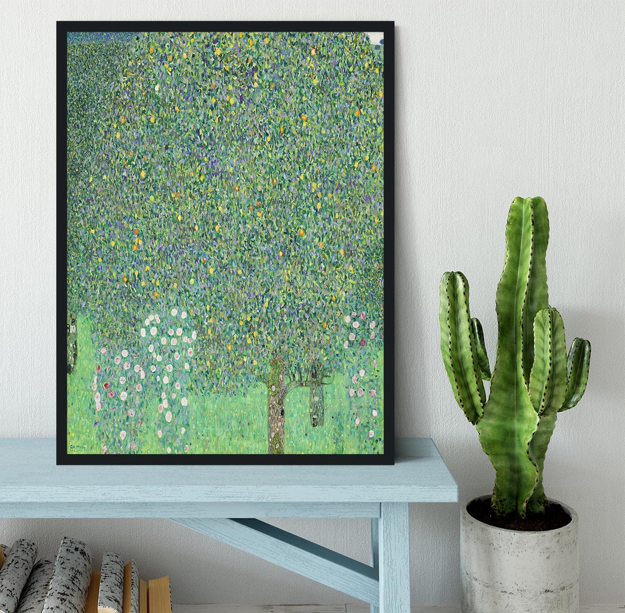 Rose bushes under the Trees by Klimt Framed Print - Canvas Art Rocks - 2